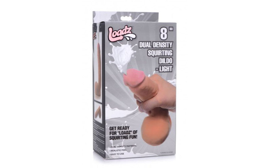 XR Brands Loadz Dual Density Squirting Dildo With Balls Reservoir 8 Inch XR Brands