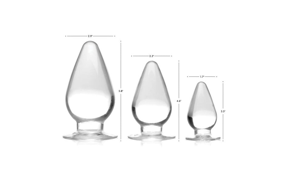 XR Brands Master Series Triple Cones Anal Plug Set 3 Piece Clear Secondary image