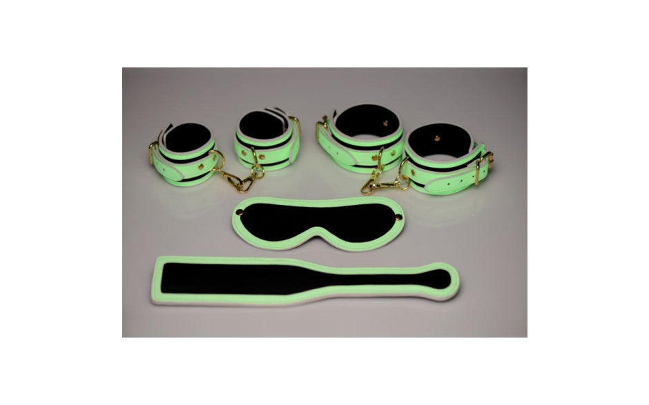 XR Brands Master Series Kink In the Dark Glowing Bondage Set Fluro Green Main image