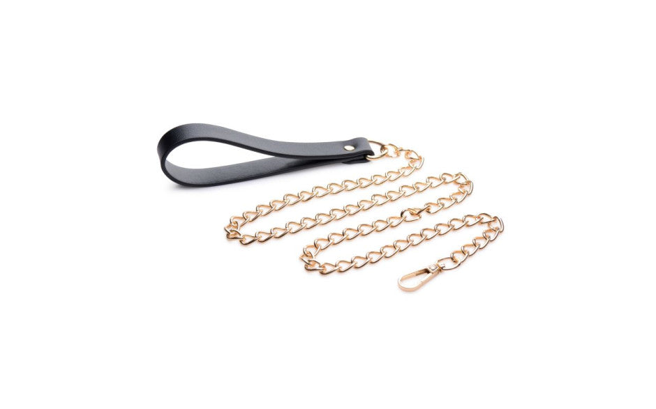 XR Brands Master Series Leashed Lover Black and Gold Chain Leash Main image