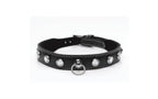 XR Brands Master Series Bling Vixen Leather Choker Collar With Rhinestones