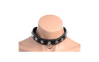 XR Brands Master Series Bling Vixen Leather Choker Collar With Rhinestones