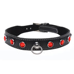 Master Series Bling Vixen Leather Choker With Rhinestones Red Master Series