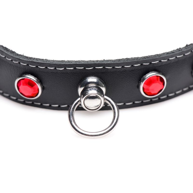 Master Series Bling Vixen Leather Choker With Rhinestones Red Secondary image