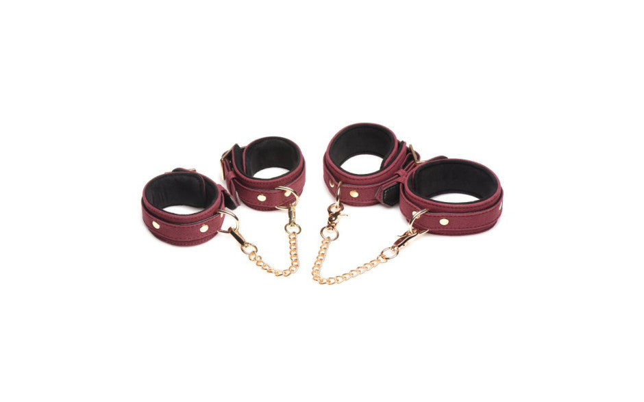 XR Brands Master Series Velvet Bondage Set 6 Piece Burgundy