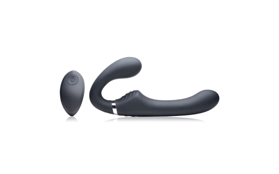 XR Brands Strap U Mighty Rider 10X Strapless Strap On Black With Remote XR Brands
