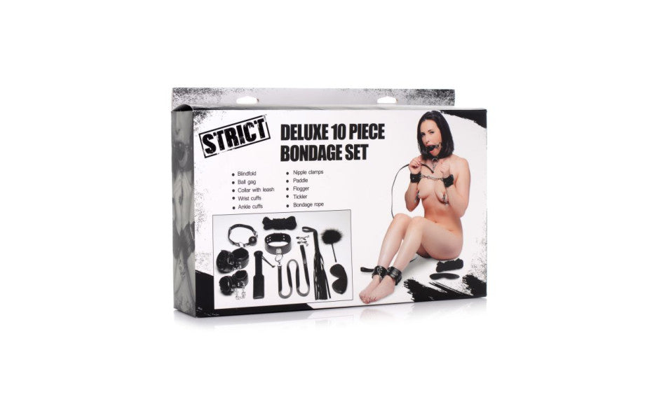 XR Brands Strict Deluxe Bondage Set 10 Piece Black Main image
