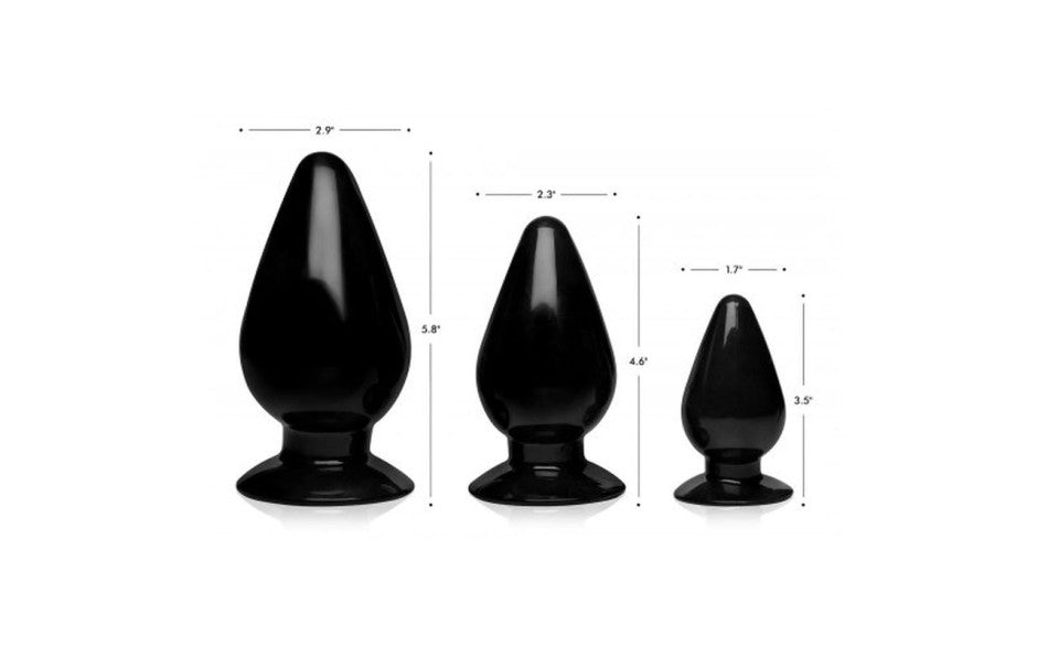 XR Brands Master Series Triple Cones Anal Plug Set Black 3 Piece XR Brands