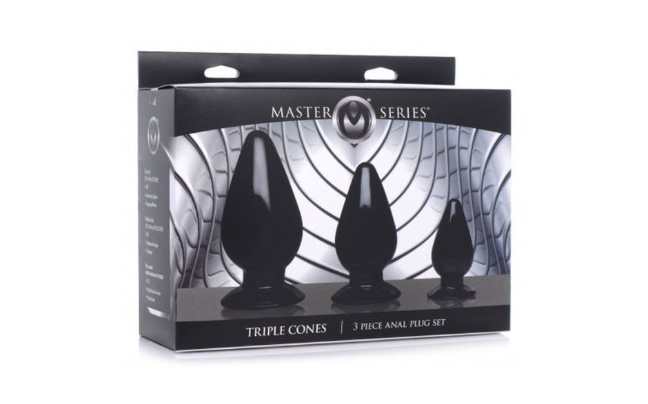 XR Brands Master Series Triple Cones Anal Plug Set Black 3 Piece XR Brands
