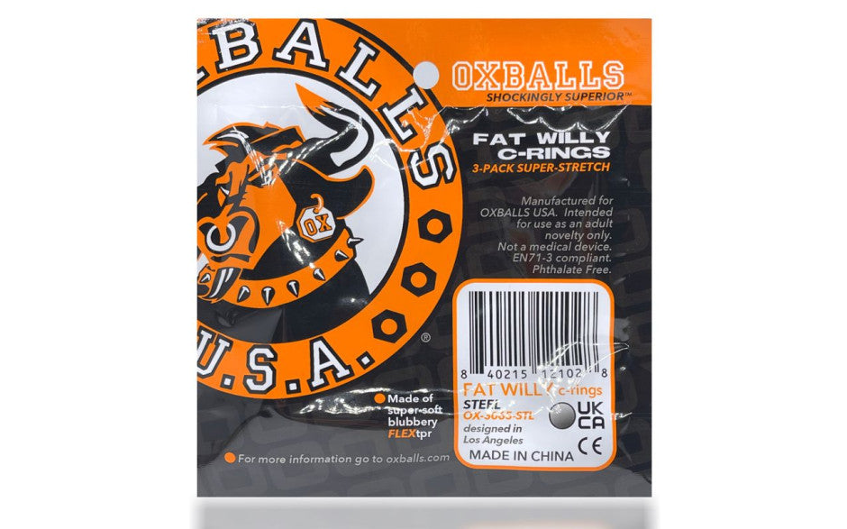 Oxballs Fat Willy Jumbo Cock Ring 3 Piece Orange Oxballs
