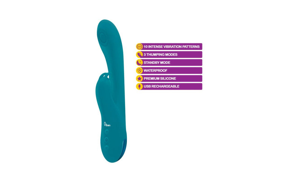 Viben Razzle Rechargeable Thumping Rabbit Massager Ocean Viben