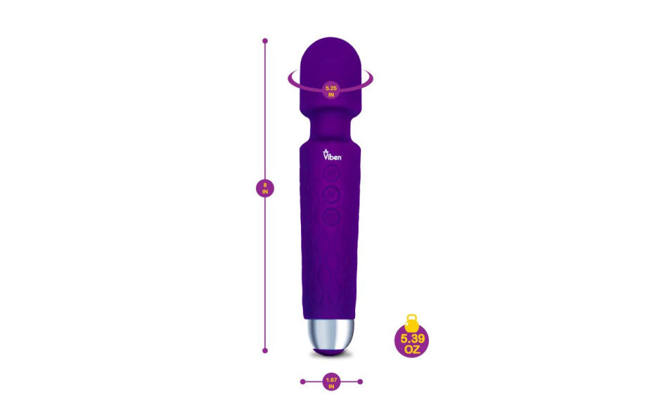 Viben Tempest 20 Function Travel Body Wand Massager Violet Viben