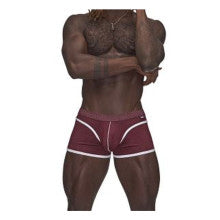 Male Power Sport Mesh Stretchy Mens Mini Short Burgundy