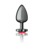 Cheeky Charms Gunmetal  Butt Plug With Heart Red Jewel Large Cheeky Charms
