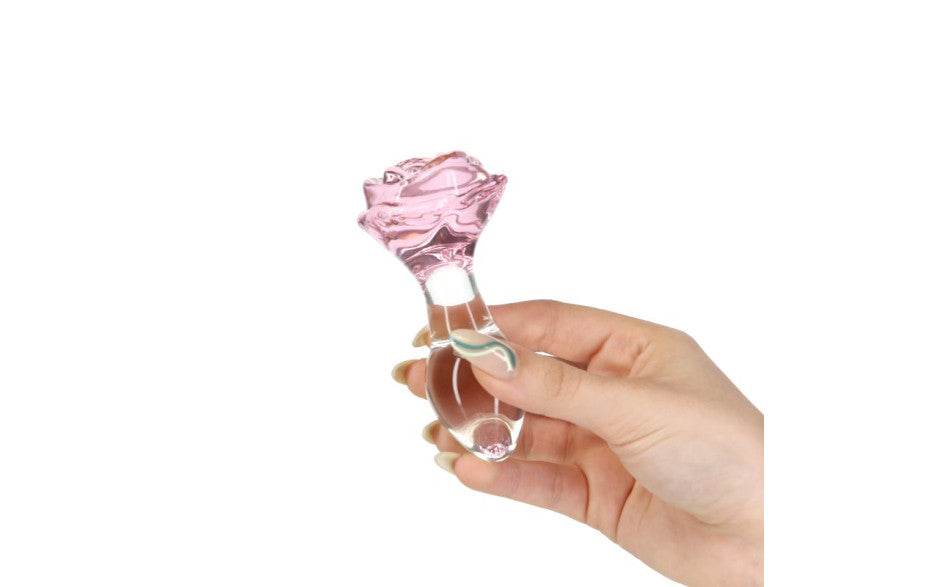 BMS Factory Pillow Talk Rosy Luxurious Glass Anal Plug With Clear Gem BMS Factory
