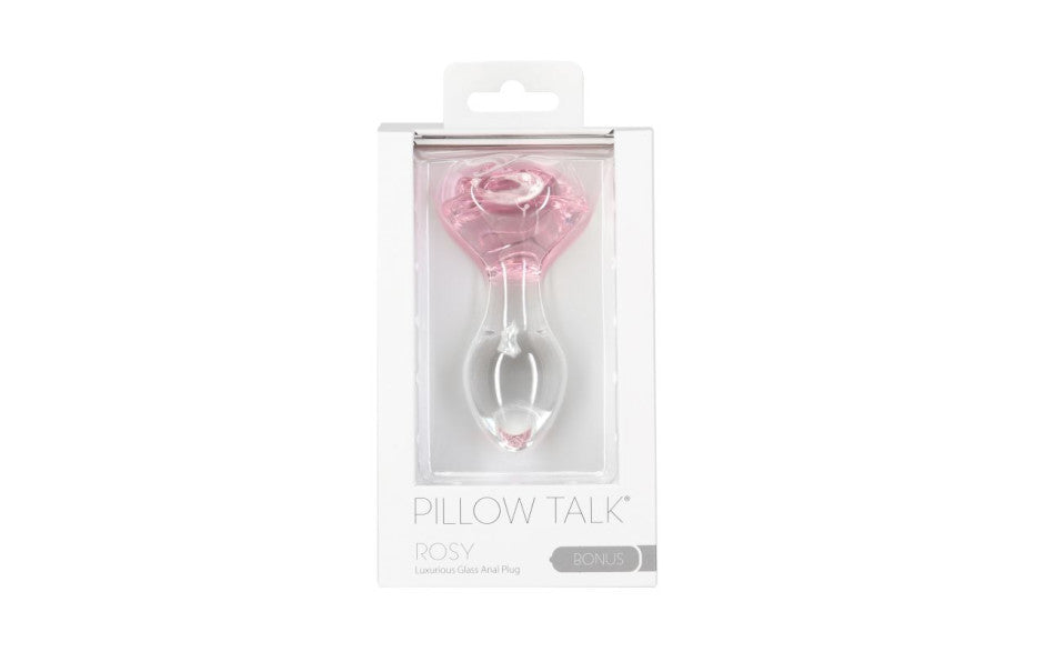 BMS Factory Pillow Talk Rosy Luxurious Glass Anal Plug With Clear Gem BMS Factory