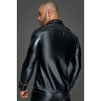 Noir Powerwetlook PVC Long Sleeved Shirt With Button Placket Noir