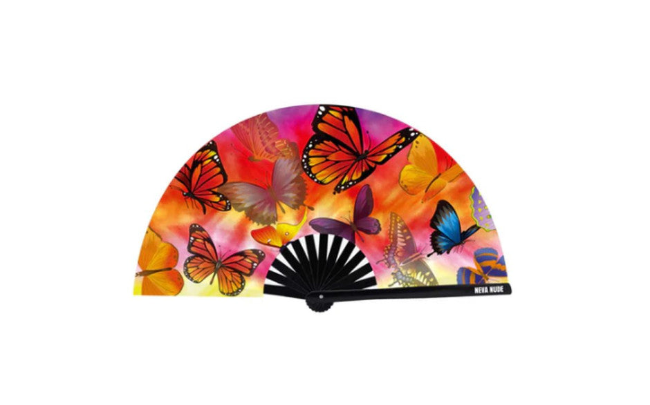 Neva Nude Butterfly Garden Blacklight Folding Fan Neva Nude