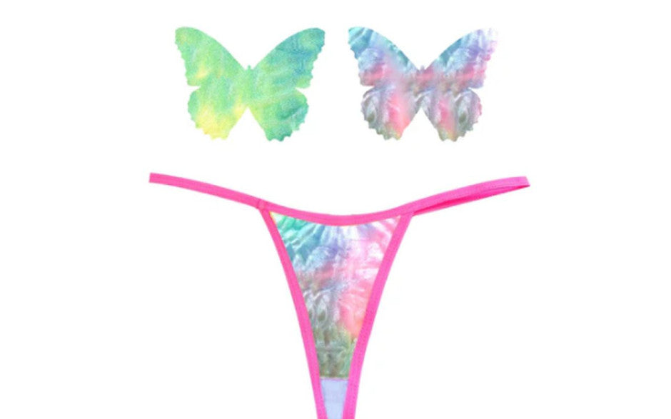 Neva Nude Rainbow Sherbet Tie Die Butterfly Pastie & Panty Set Neva Nude