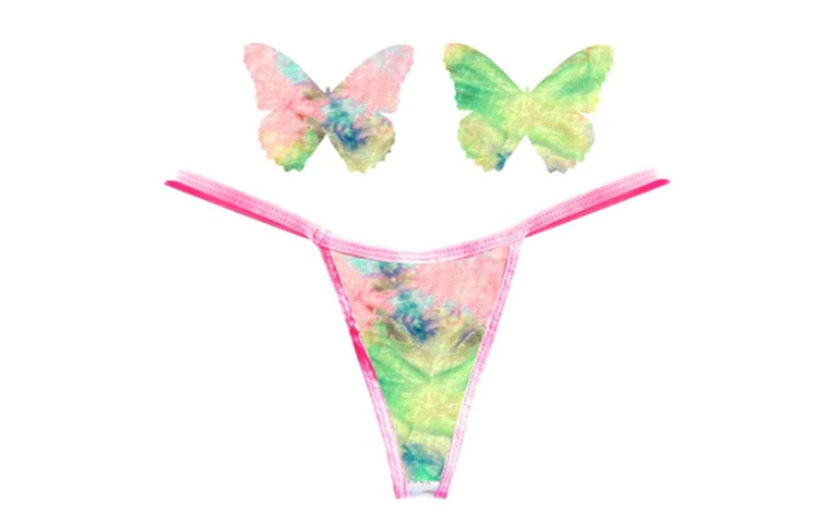 Neva Nude Rainbow Sherbet Tie Die Butterfly Pastie & Panty Set Neva Nude