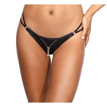 Axami Lingerie Stretch Wetlook Zip G-String Panty Black Axami Lingerie Main image