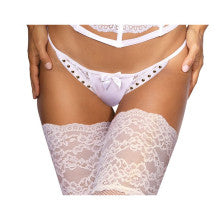 Axami Lingerie Microfiber and Lace G-String Panty with Studs White Secondary image