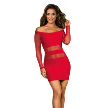 Axami Lingerie Off The Shoulder Mesh Panel Women Sexy Dress Red Secondary image