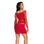 Axami Lingerie Off The Shoulder Mesh Panel Women Sexy Dress Red Axami Lingerie