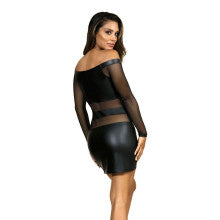 Axami Lingerie Off The Shoulder Mesh Panel Sexy Dress Black Axami Lingerie