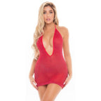 Pink Lipstick Love Bite Plunge Womens Halter Dress One Size Pink Lipstick