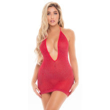 Pink Lipstick Love Bite Plunge Womens Halter Dress One Size Pink Lipstick