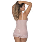 Exposed Lingerie Womens Lace Chemise and G-String Blush Exposed Lingerie