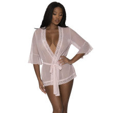 Exposed Lingerie Robe with Lace Trim Blush Exposed Lingerie