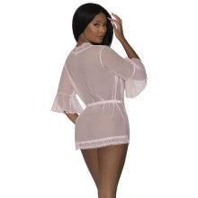 Exposed Lingerie Robe with Lace Trim Blush Secondary image