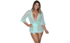 Exposed Lingerie Womens Robe With Lace Trim Turquoise S / M Exposed Lingerie