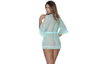 Exposed Lingerie Womens Robe With Lace Trim Turquoise S / M Exposed Lingerie