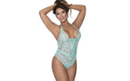 Exposed Lingerie Mesh & Lace Sexy Womens Teddy Turquoise S / M Exposed Lingerie