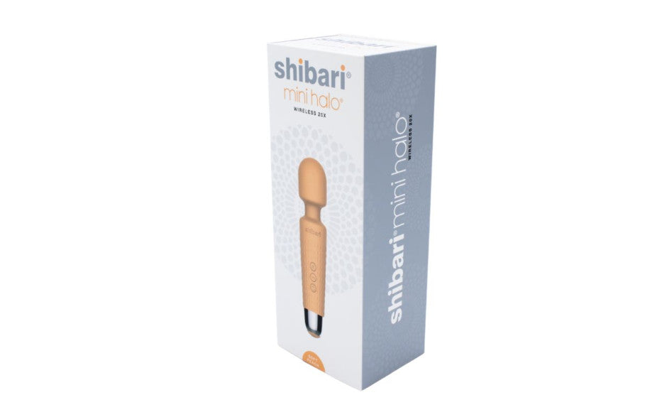 Shibari Mini Halo Wireless 20X Vibrating Body Wand Massager Peach Shibari
