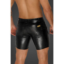 Noir Handmade Snake Wetlook Mid Length Mens Shorts with Back Pockets Noir Handmade Main image