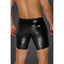 Noir Handmade Snake Wetlook Mid Length Mens Shorts with Back Pockets Noir Handmade