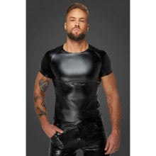Noir Handmade Wetlook Mens T-Shirt with Snake Wetlook Sleeves Noir Handmade