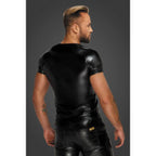Noir Handmade Wetlook Mens T-Shirt with Snake Wetlook Sleeves Noir Handmade