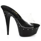Ellie Shoes Slip On Rhinestone Platform Black 6 Inch Heel Ellie Shoes