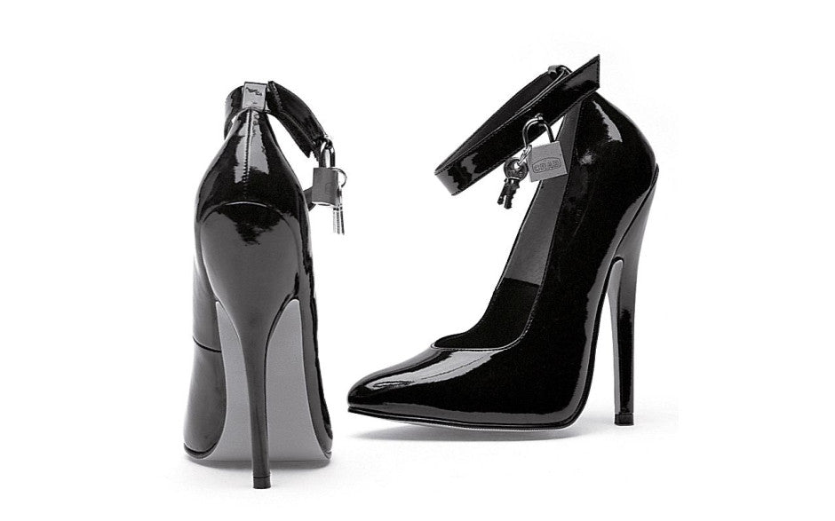 Ellie Shoes 6 Inch Fetish Pump With Lock and Key Black Secondary image