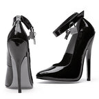 Ellie Shoes Fetish Pump With Lock & Key Black 6 Inch Ellie Shoes