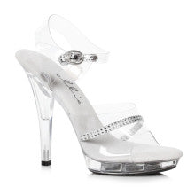 Ellie Shoes 5 Inch Heel Clear Sandals with Rhinestones Ellie Shoes