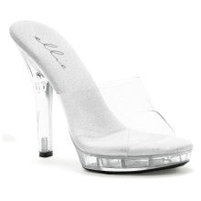 Ellie Shoes Comfortable Slip On Sandal Clear With 5 Inch Heel Ellie Shoes