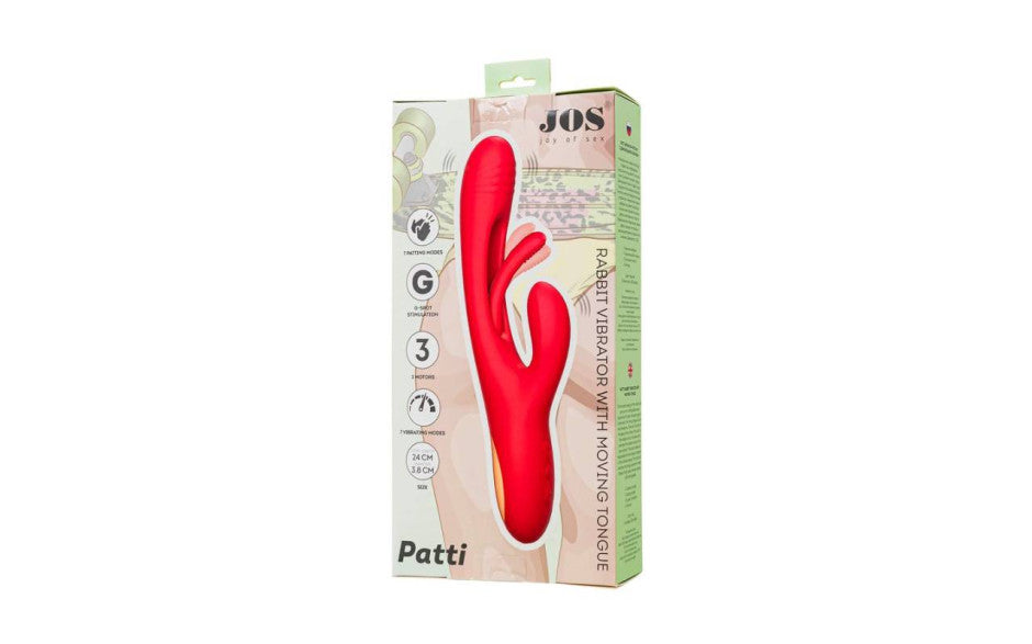 JOS Patti Moving Tongue Multi Function Rabbit Vibrator Red JOS