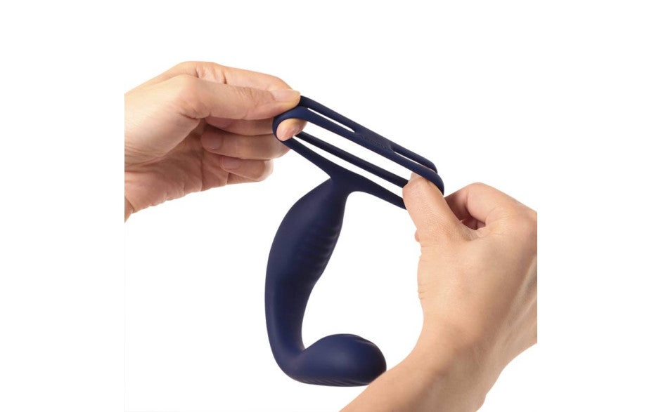 Arosum VibraDuo Vibrating Anal Probe & Perineum Stimulator With Cock Ring Arosum