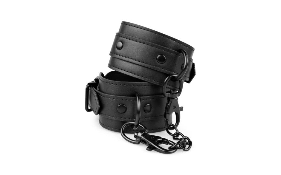Bedroom Fantasies Faux Leather Handcuffs Black Bedroom Fantasies